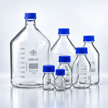 Simax GL45 Laboratory Bottle with Blue Cap, 250 mL — supplier family illustration